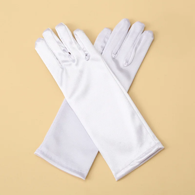 5-12 Years Girls Princess Accessories Kids Satin Gloves For Costume Children Birthday Halloween Party Cosplay Gloves Gift
