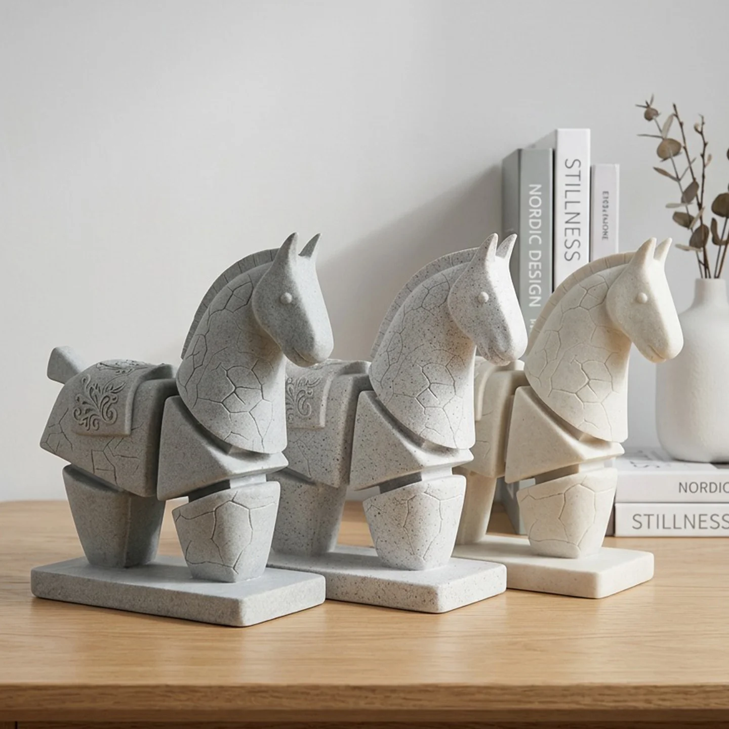 Horse Figurine Statue, Sandstone Wabi Sabi Style Decor, Vintage Nordic Horse Sculpture, High End Home Desk Table Decor