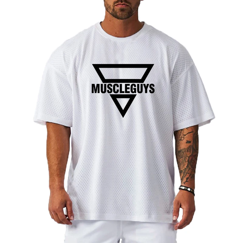 

Mens Oversized Running T-Shirts Summer Loose Breathable Mesh Quick Dry Gym Sports Half Sleeve Tops Tees Fitness Workout Clothing
