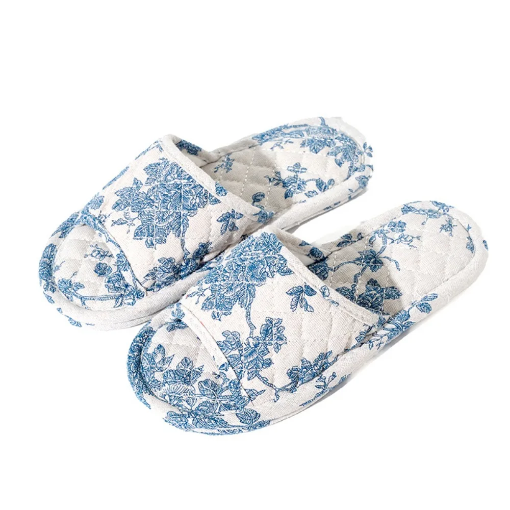 

Модные мягкие хлопковые домашние тапочки с цветочным дизайном, легкие домашние тапочки, дышащие нескользящие тапочки для пар, спальня