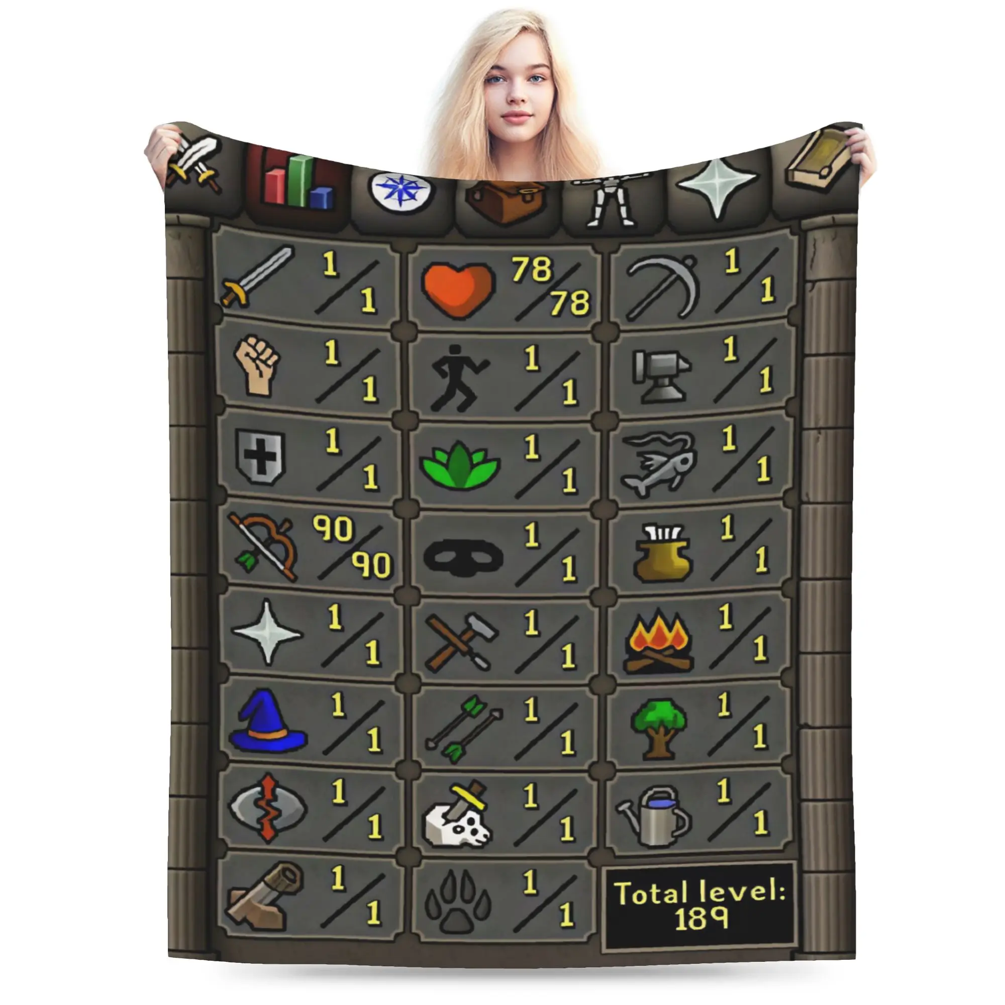 Warm Soft Blanket Old School Runescape OSRS Maxed 99 All Skills Total Level Blanket Flannel Bedspread For Living Room Bed Cover
