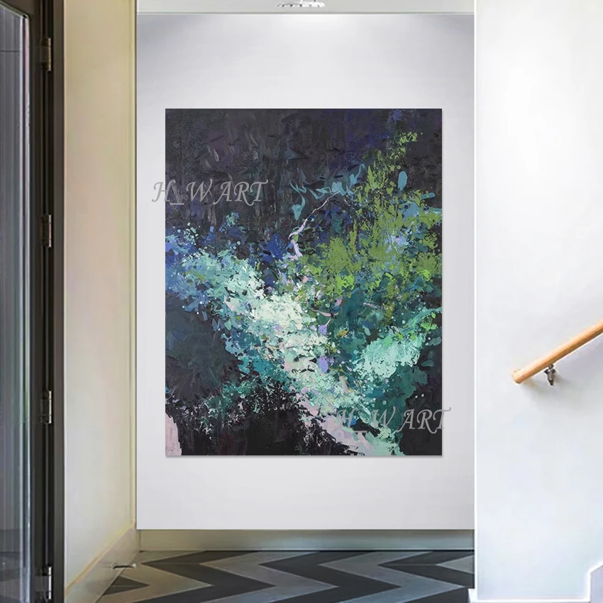 

Modern Wall Abstract Oil Paintings, Frameless, Restaurant Artwork Acrylic Handmade Decor, Linen Canvas Art Picture Large Size