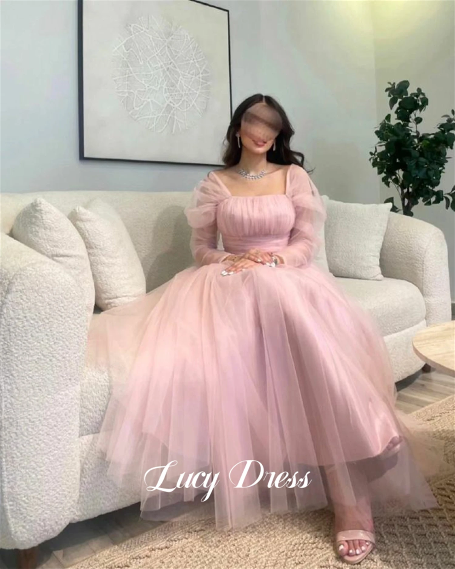 Lucy Mesh Grace Pink Evening Dress Line A Eid Elegant Party Dresses 2024 for Wedding Happy Sharon Ball Gowns Prom Gown Gala