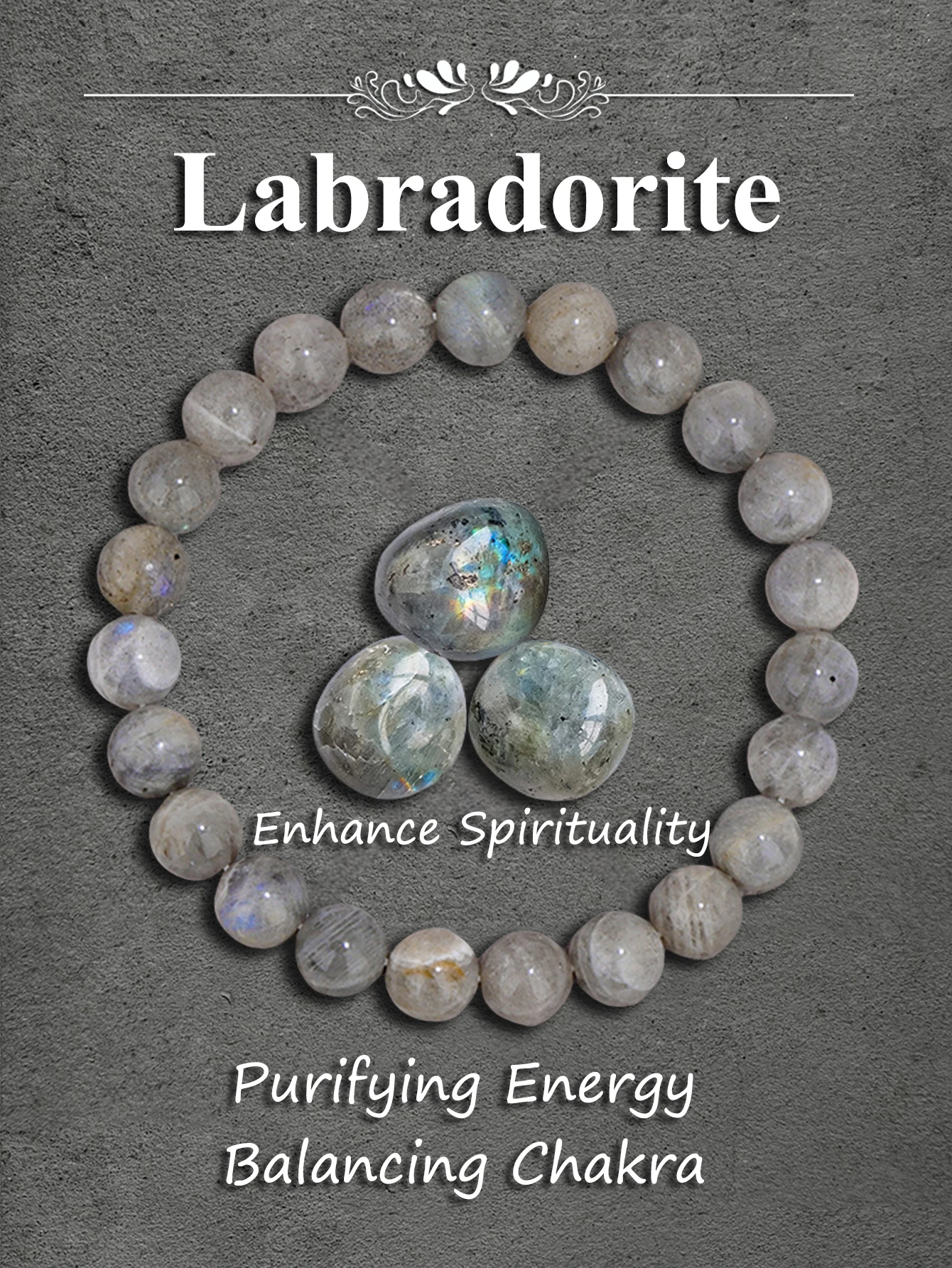 

5A Natural Labradorite & Moonstone Healing Bracelet Balance Emotions Stress Relief Positive Energy Protection Stone Jewelry Gift