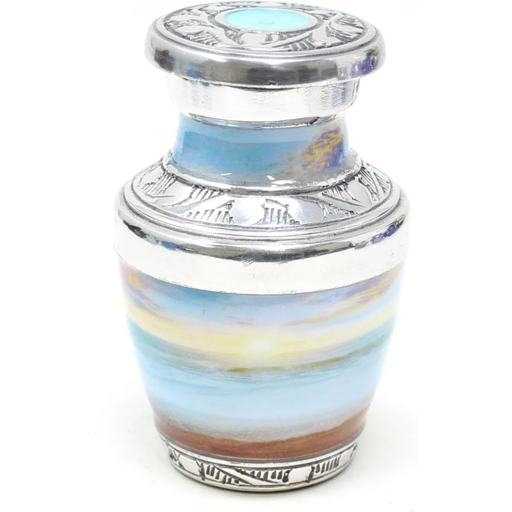 Grande urne de crémation pour hommes et femmes adultes pour cendres humaines – Onde de plage, coucher de soleil, décorative et enterrement