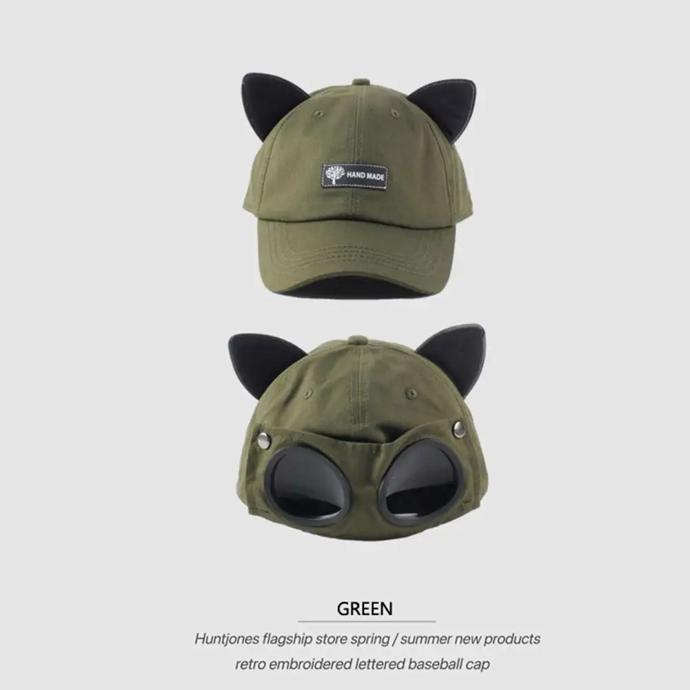 Glasses Baseball Hat Women Men Cat Ears Sun Visor Cap Autumn And Winter Fashion Trends Sunglasses Cycling Cap New 2023