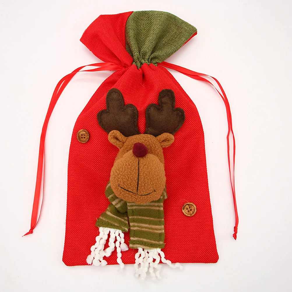 

Christmas Gift Candy Sweet Treat Bags Drawstring Pouch For Surprise Party Decoration Festival Celebration Elk Design