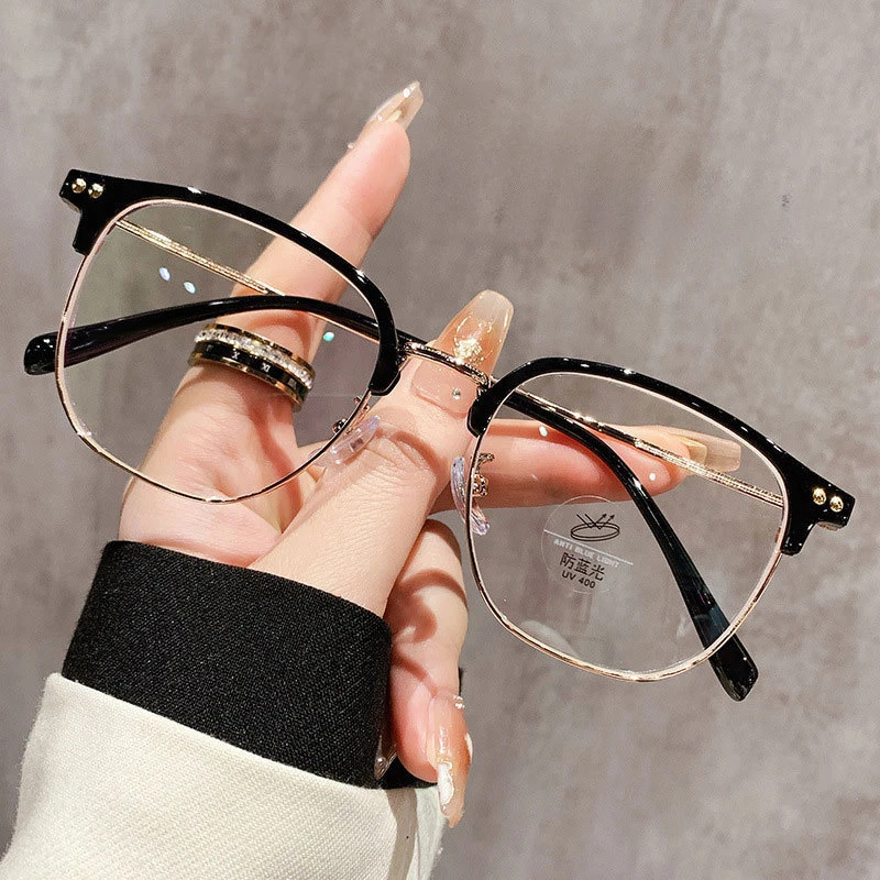 Korean-style fashionable metal decorative glasses for men and women, protecting eyes from blue light when using computers