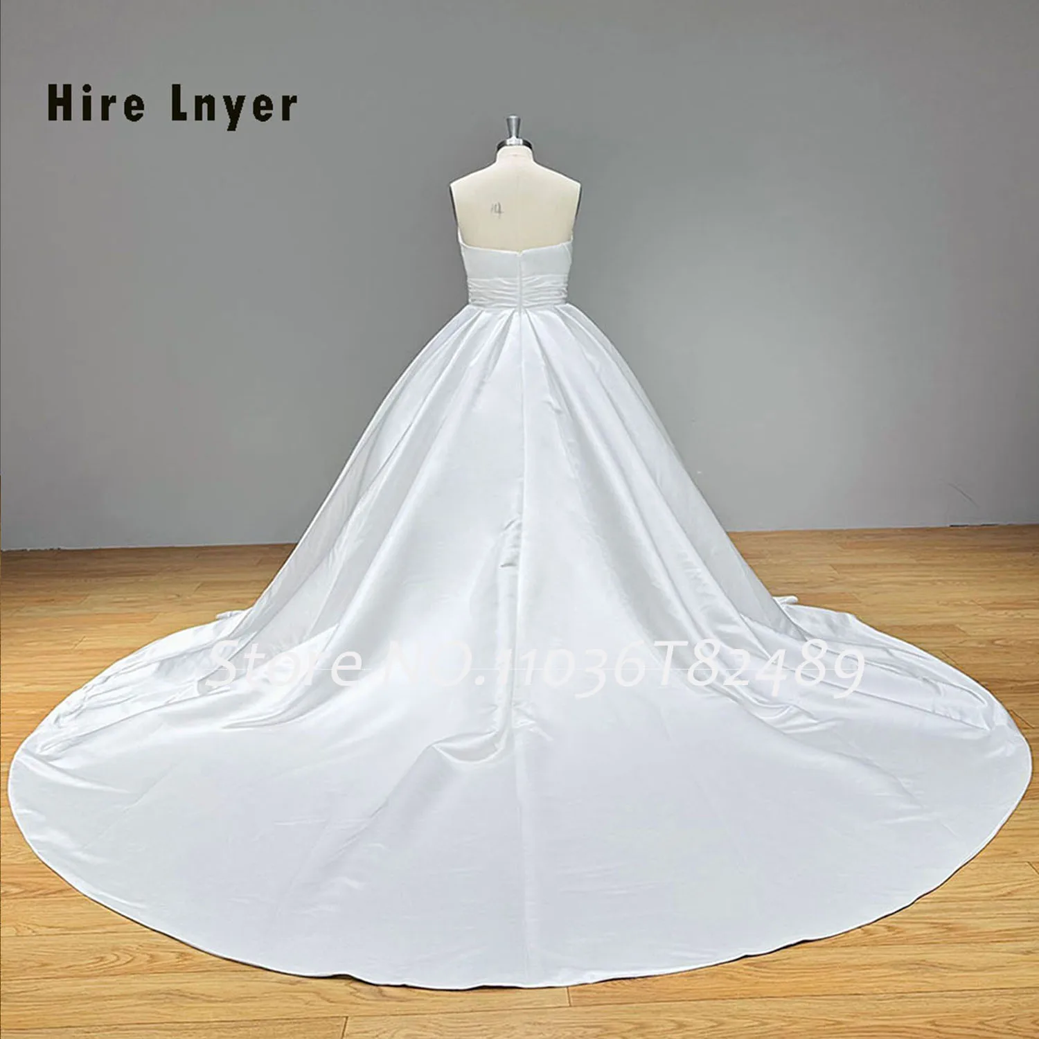 Light Effect Not Shiny High Quality Satin Ball Gown Wedding Dresses Off the Shoulder Pearls Pleated Bodice Trouwjurk