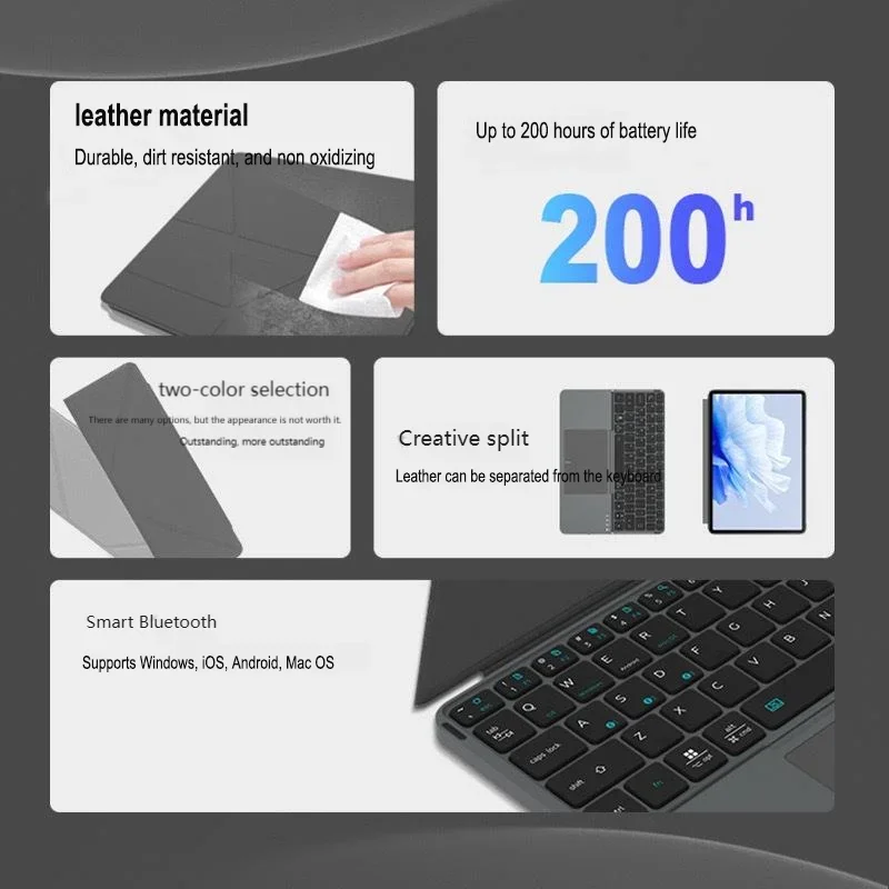 Foldable keyboard Separable Leather Protective Cover 2 In 1 Portable Rechargeable Wireless Bluetooth Keyboard For iPad Tablet