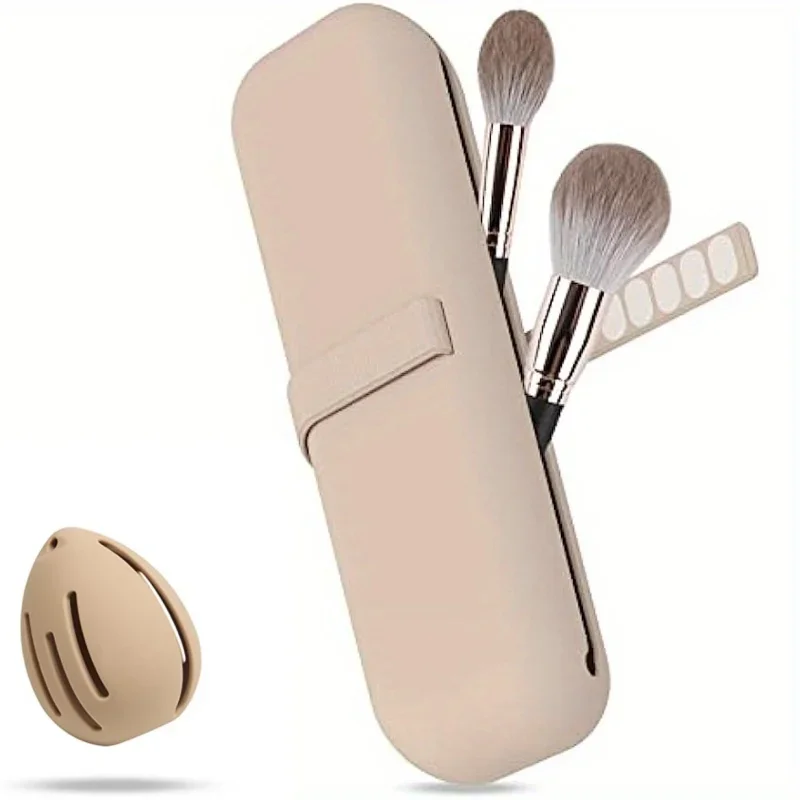 The new silicone makeup brush holder waterproof makeup brush case can organize and store makeup sponges and tools