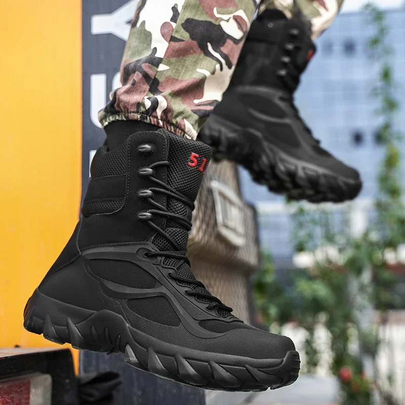 Motorcycle Boots Men Tactical Boots Men Boots Special Force Desert Boots Outdoor Hiking Boots Ankle Shoes Men Work Safety Shoes