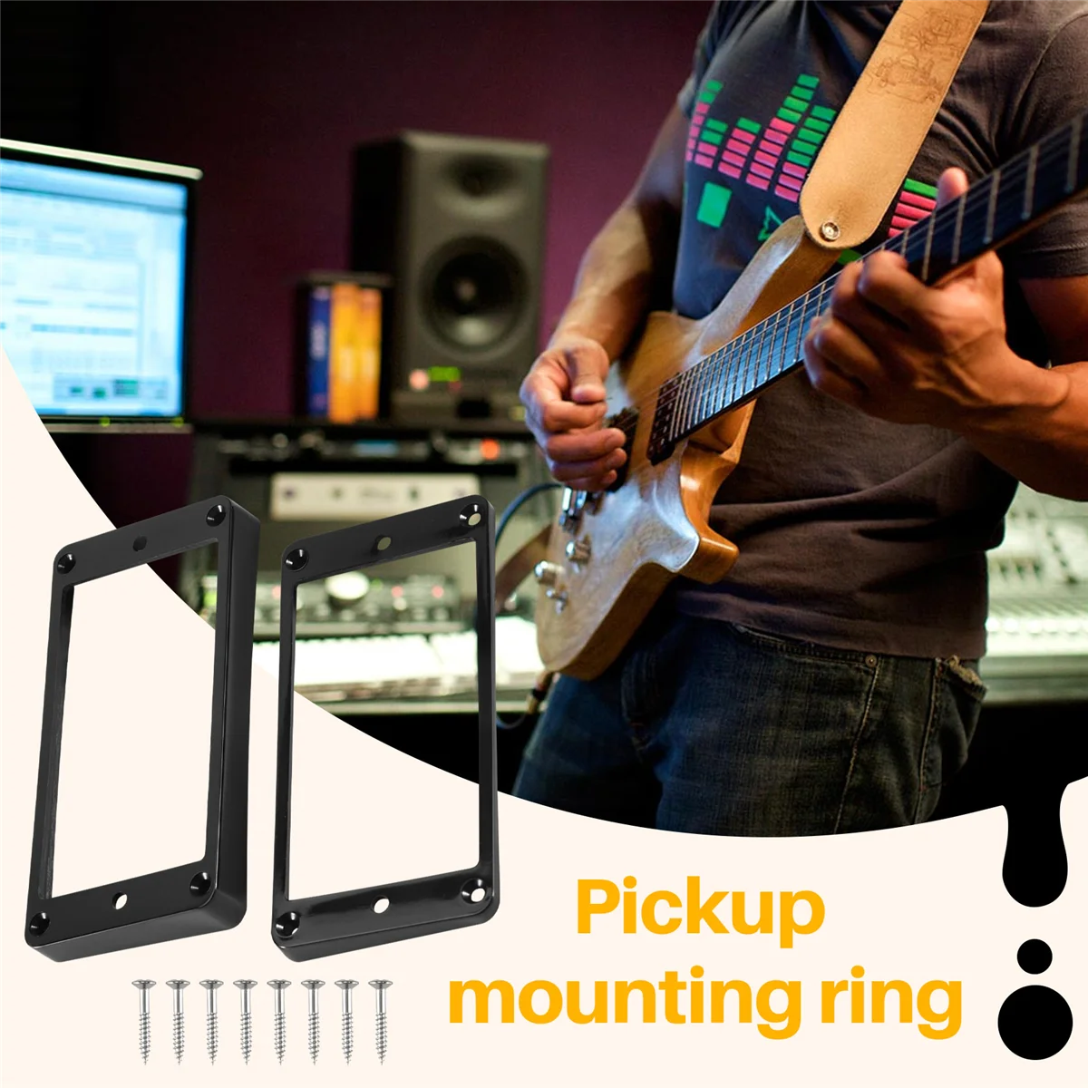 New 2PCS Black Curved Humbucker Pickups Frame Mounting Rings for Electric Guitar