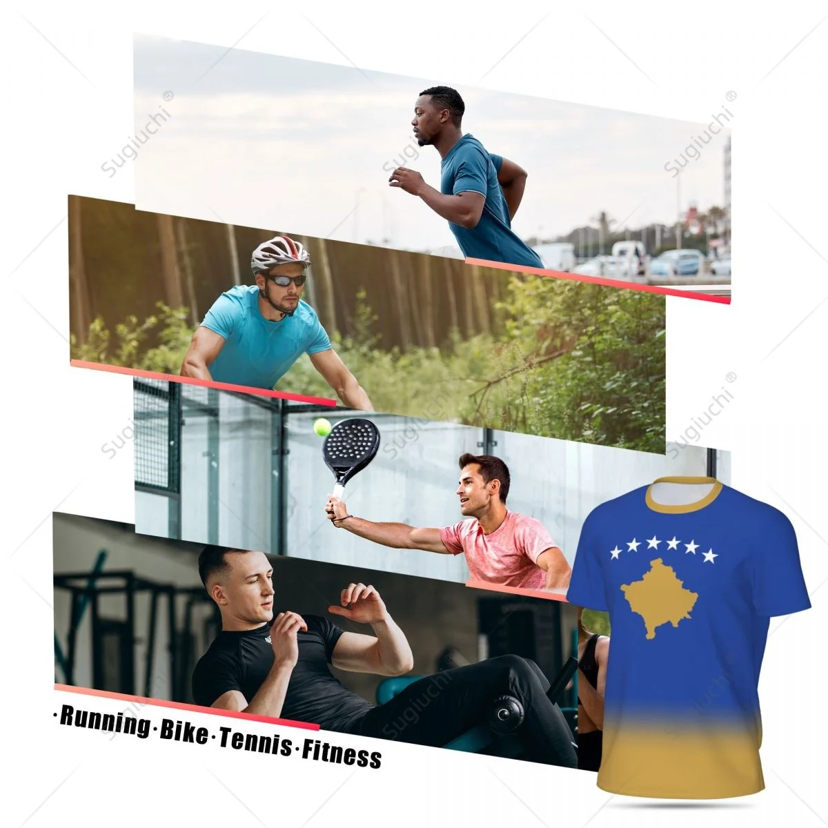 Sports Mesh T-shirt Kosovo Flag For Running Bike Soccer Tennis Football Fitness Tees 3D Printed Custom