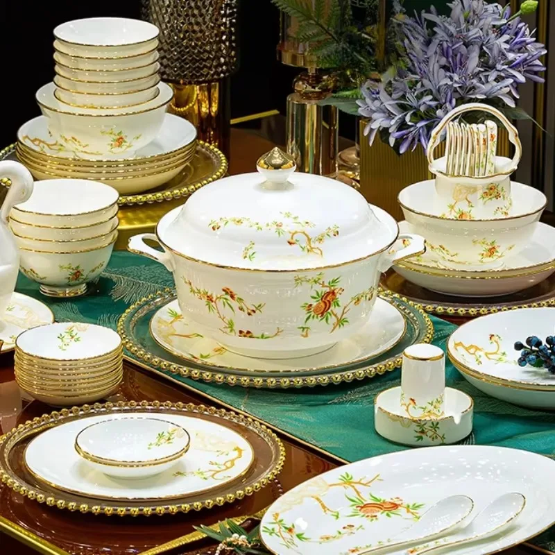 Juegos de Vajilla Modernos y Elegantes para Cumpleaños, Juegos de Vajilla de Diseño Único y Lujoso para Navidad, Vajilla de Porcelana