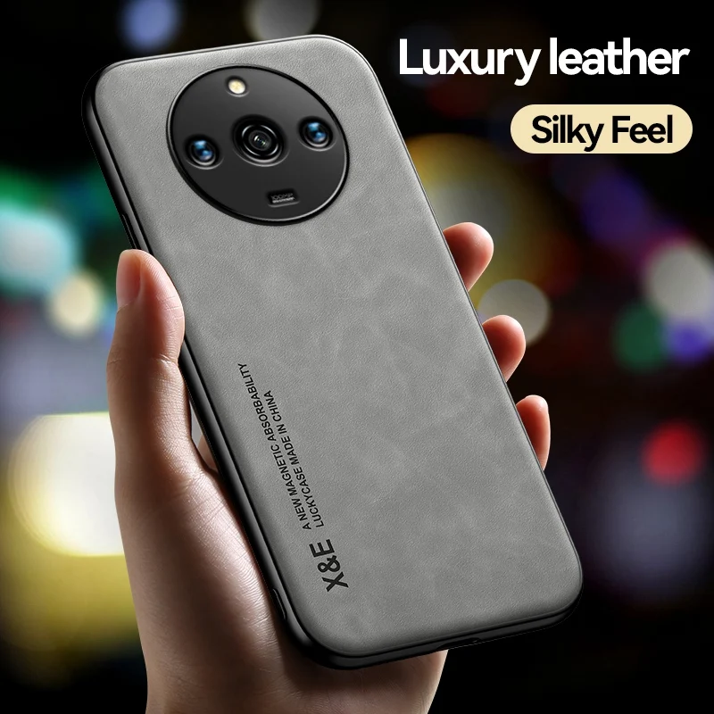 Luxury Leather Case For Realme 11 Pro Plus Cover Magnetic Car Holder Silicone Protection Phone Case For Realme 11 5G Realme11