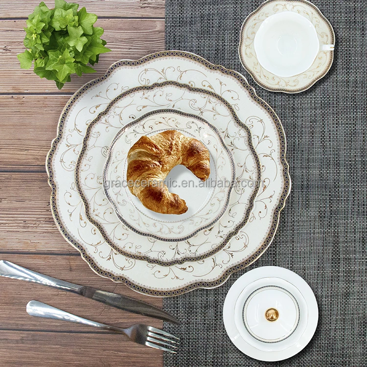  Ceramic Good Quality Dinnerware Set Plate Bowl Mug Fine Bone China Porcelain Hand Painted Dinner Set