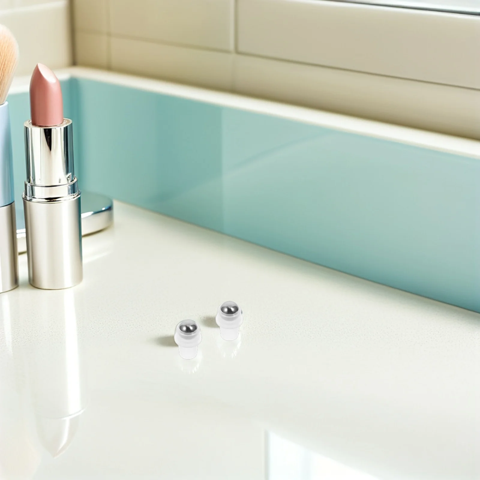 

50Pcs Leakproof Stainless Steel Roller Ball Inserts Transparent Smooth Metal Roll on for DIY Essential Perfume