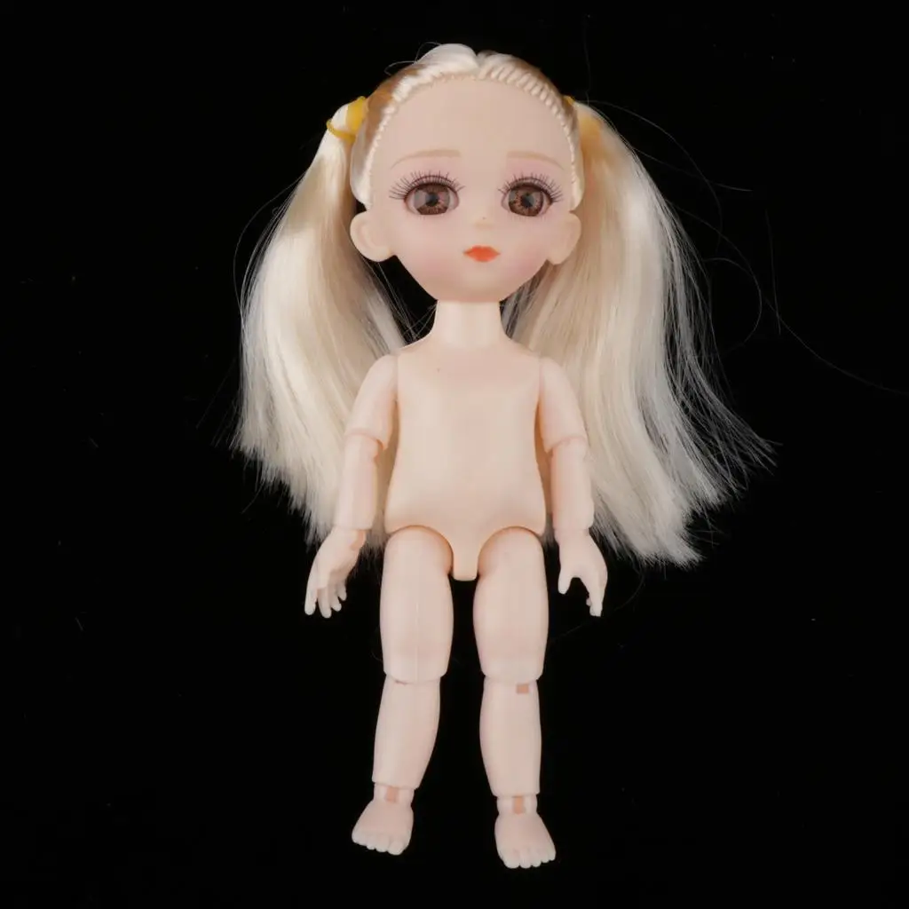 16 センチメートル柔軟な 13 関節ヌードガール人形ボディモデル白い三つ編み