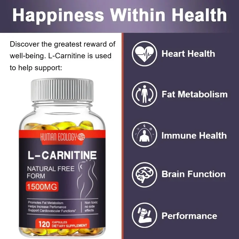 HEALTH L-Carnitine 1500 mg Veg Caps, Energy Amino Metabolism Booster Fat Burner