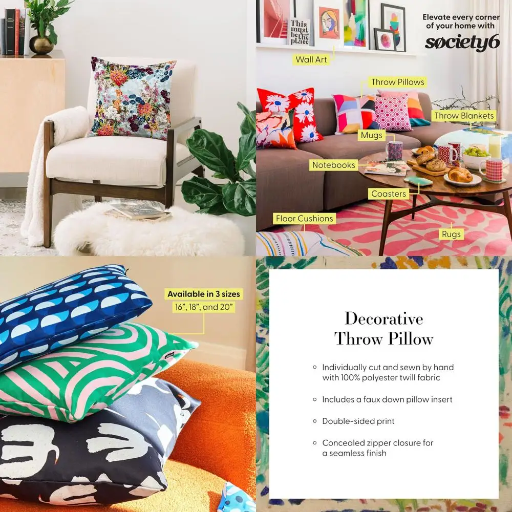 

Burcu Korkmazyurek's 18x18 Summer Botanical Garden Throw Pillows with Inserts - Decorative Couch & Bed Accents