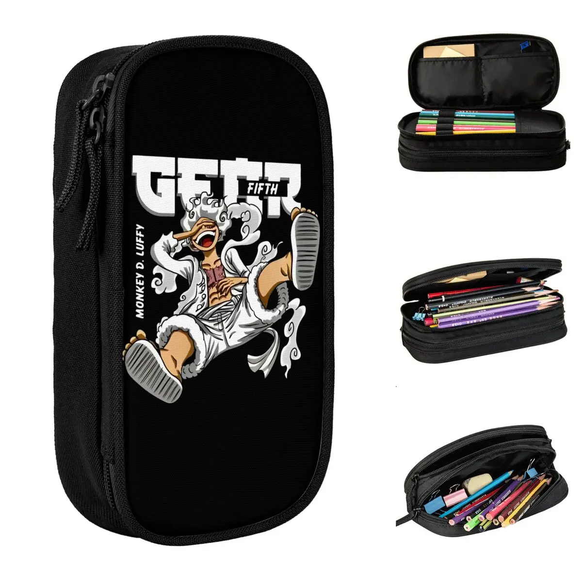 Adorável macaco d.luffy gear quinto presente de uma peça casos de lápis para crianças bolsa de lápis para menina menino caneta caixa saco para estudantes escola