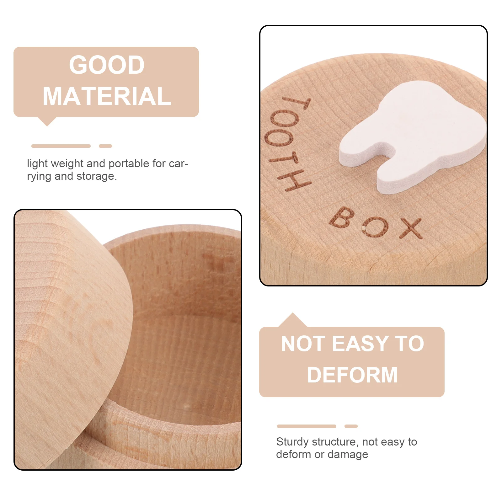 

Baby Tooth Box Wooden Cartoon Design for Kids Baby Teeth Storage Case Fetal Hair Keepsake Organizer Tooth Collection Container