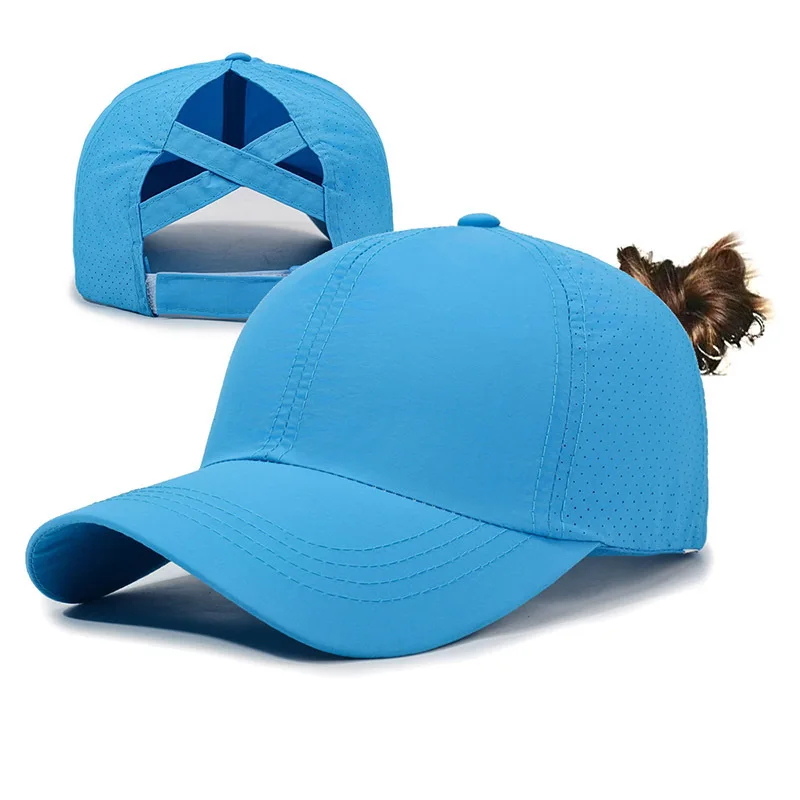 Neue Sommer-Baseballkappe für Damen mit Kreuzband für Pferdeschwanz, Leichte Schnelltrocknende Atmungsaktive Sonnenhut – Detail 8