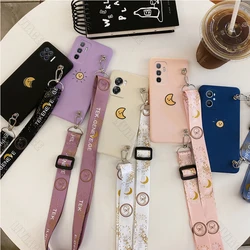 A 96 Sun Moon Crossbody Lanyard Case On For Oppo A96 A97 A95 A94 A93S A92S A91 A83 A79 A78 A76 A74 A73 A72 A71 4G 5G Strap Cover