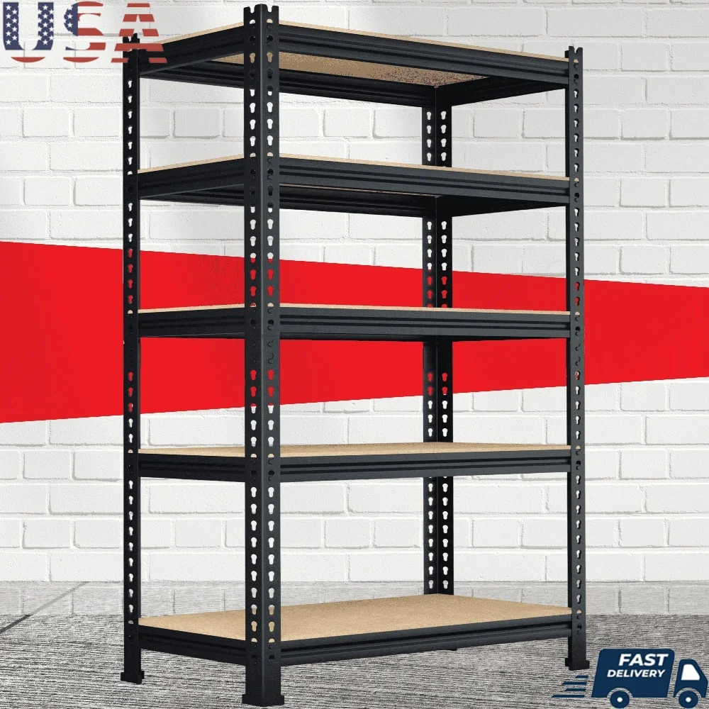 

Heavy Duty 5 Tier Metal Storage Shelves Adjustable Utility Rack 265 lbs Capacity Shelving Unit Garage Kitchen Home Organization