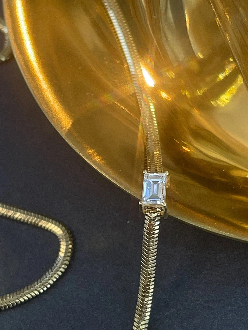 KUGG 100% 18K Yellow Gold Bracelet Fashion Snake Chain Emerald Cut Real Natural Diamond Bracelet for Women High Party Jewelry