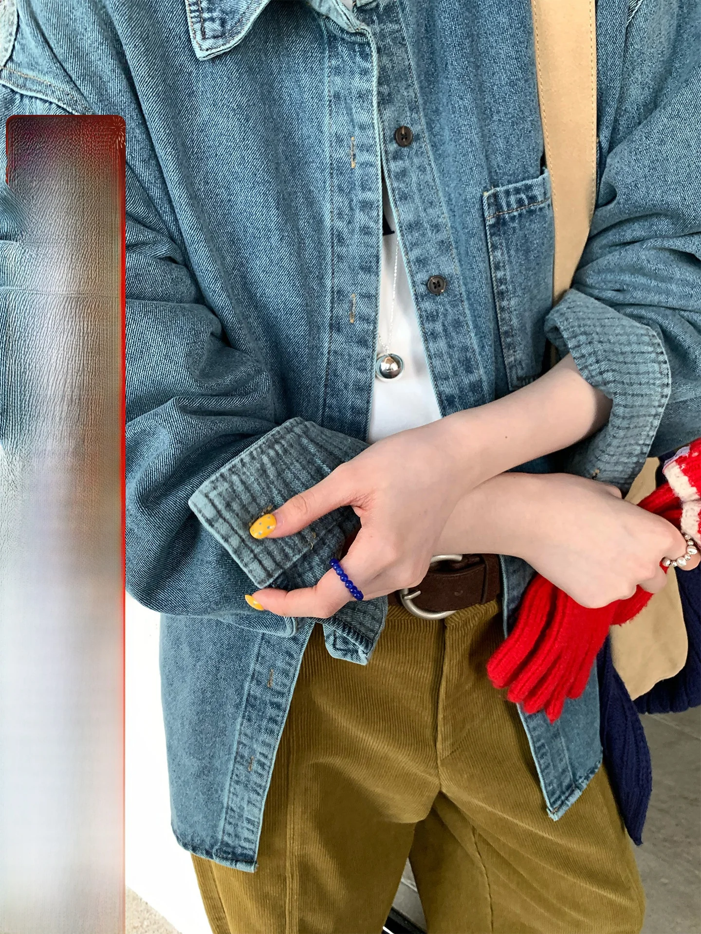 COK Winter Commute Sle Women's Denim Jaet with Inner Fine Plaid Loose Fit Long Sve Cotton Polyester Blend