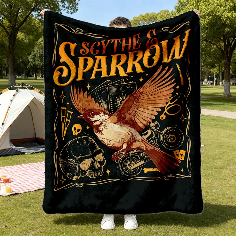 Scythe Sparrow Comfort Flannel Blanket, Dark Romance Book Merch Gift Flannel Throw Cozy Blanket