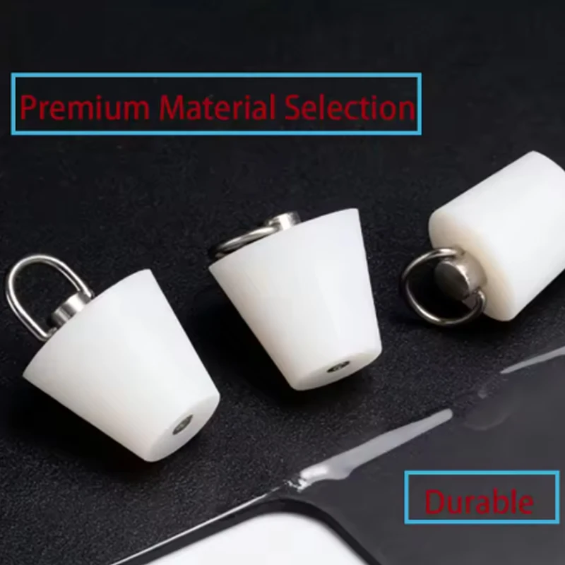 White Conical Silicone Plugs With D Ring Handle Tube Hole Sealing Plug For Blocking Sink Drainage Pipe Pool floor drain Stopper