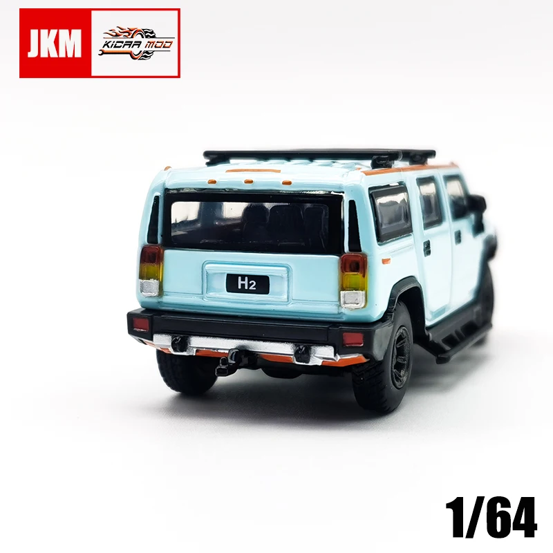 JKM Diecast Model Car 1/64 Humer H2 Off-Road Gulf Decals Alloy Body Ruber Tires Toy Car Vehicle Gifts for Adults Teenagers