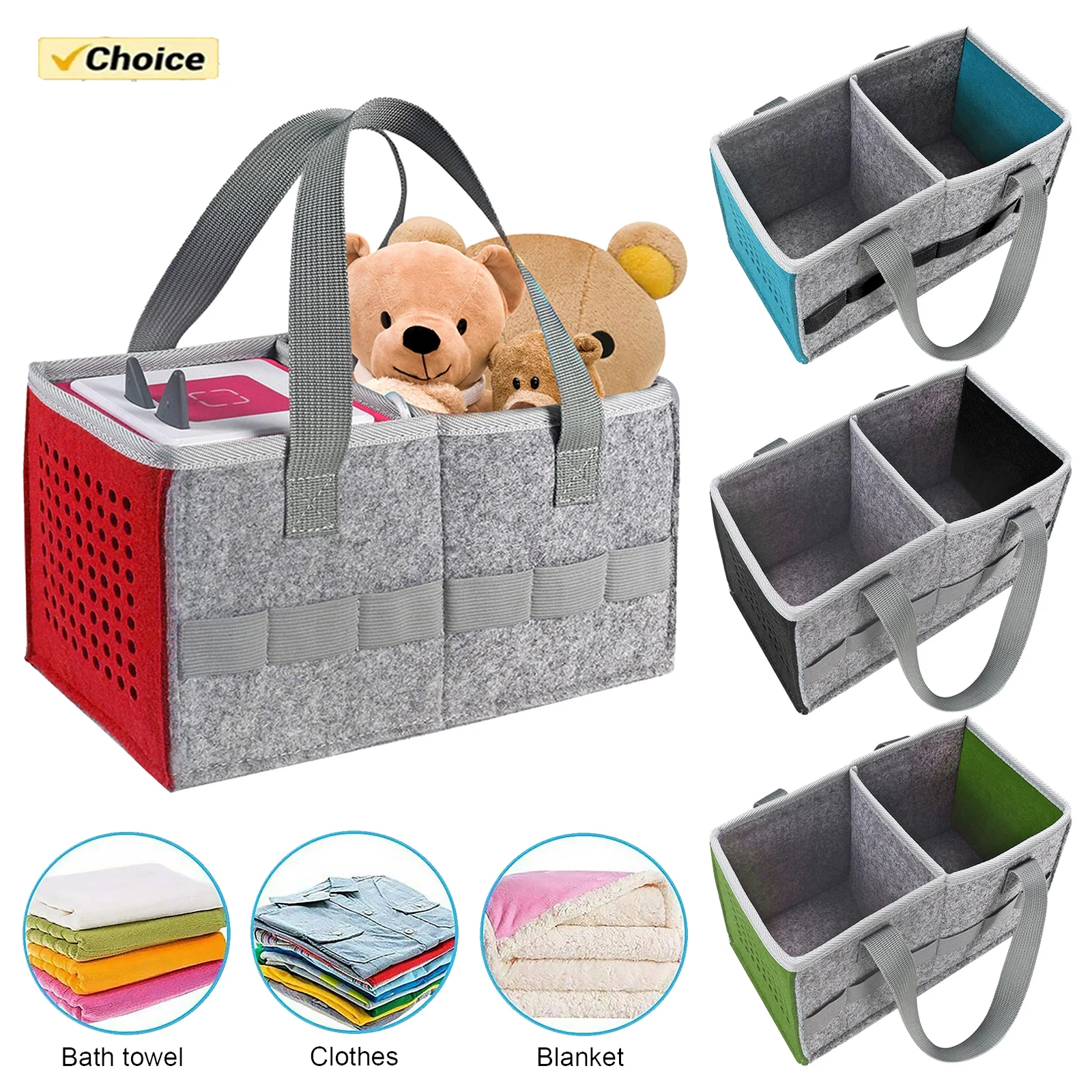 Multifunction Felt Insert Bag Baby Caddies Diaper Pouch 2 Grids Portable Handbag Storage Organizer Makeup Cosmetic Bags