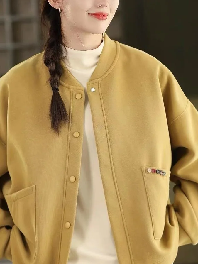 

Оригинальный осенний вязаный хлопковый свитер-кардиган 2026 года для женщин, повседневный, свободный, с длинными рукавами, для работы и отдыха