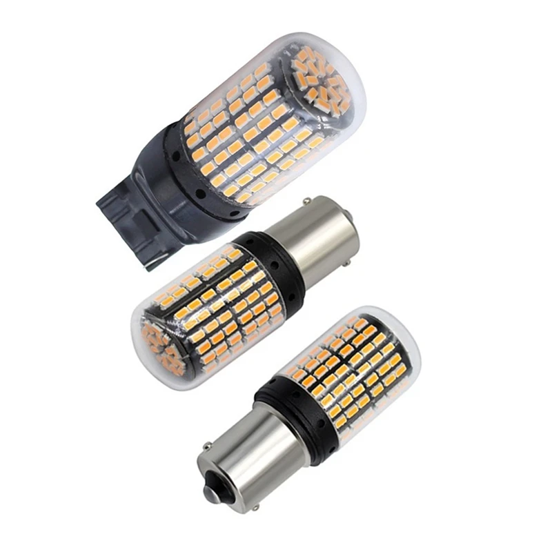 

4 шт. светодиодные лампы: 2 шт. T20 7440 W21W Wy21w 144-Smd светодиодные лампы задсветильник хода и 2 шт. без Hyper Flash 1156 автомобисветильник льник