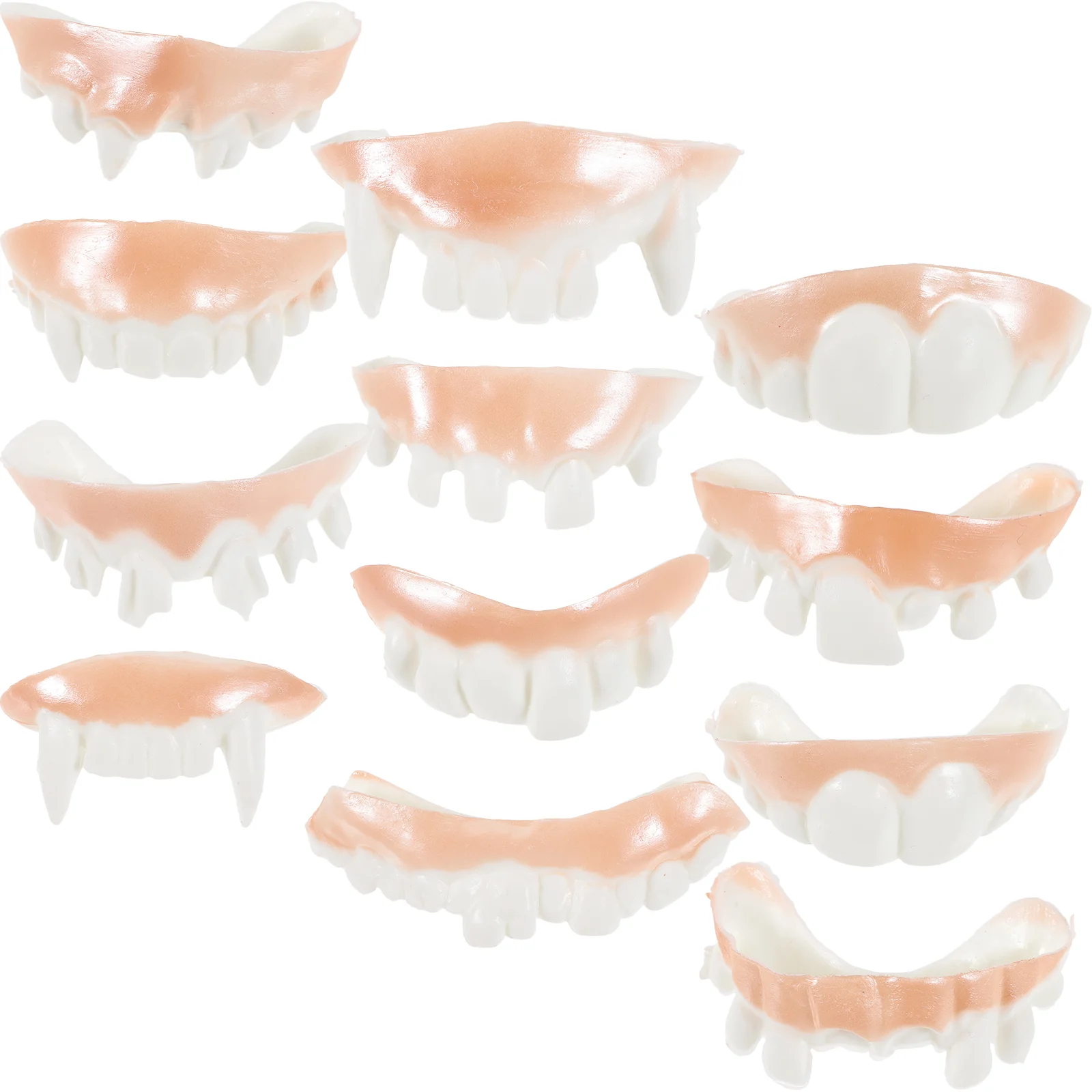 

24 Pcs Halloween Dentures Teeth for Adults Toothbrush Toy Fake Ugly Costumes Props