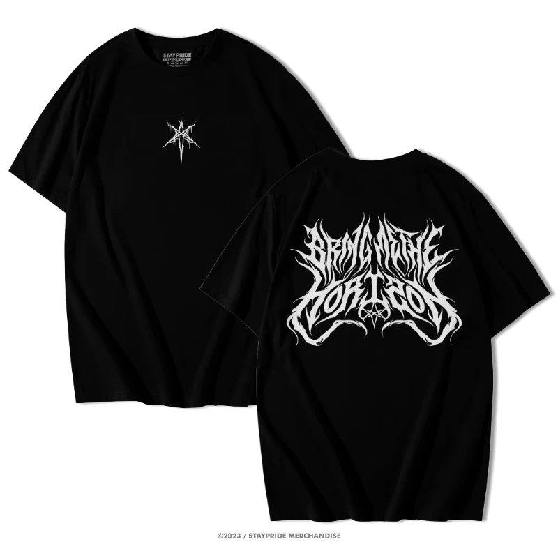 

Мужская футболка премиум-класса с коротким рукавом KAOS BAND BMTH BRING ME THE HORIZON, женская футболка премиум-класса с логотипом New Gen Metal Kaos Hitam
