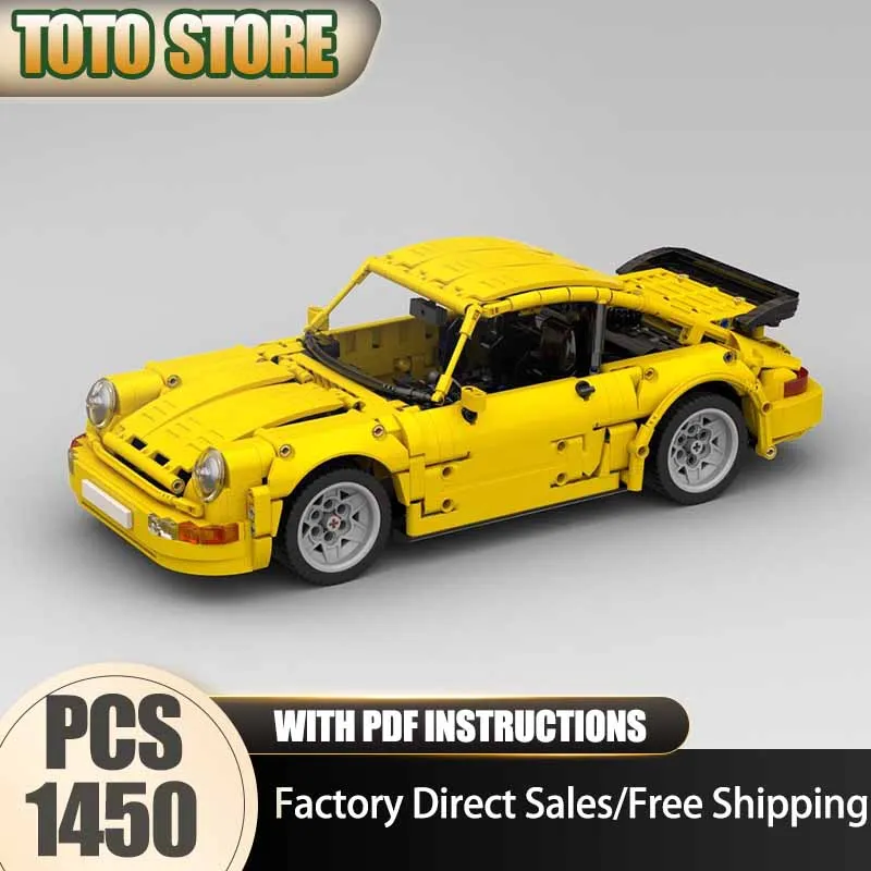 

Конструктор Champion Speed Cars Moc: Модульный набор для сборки модели 964 Turbo (1:12), желтый, технологичные блоки, DIY игрушка, подарки для конструкторов