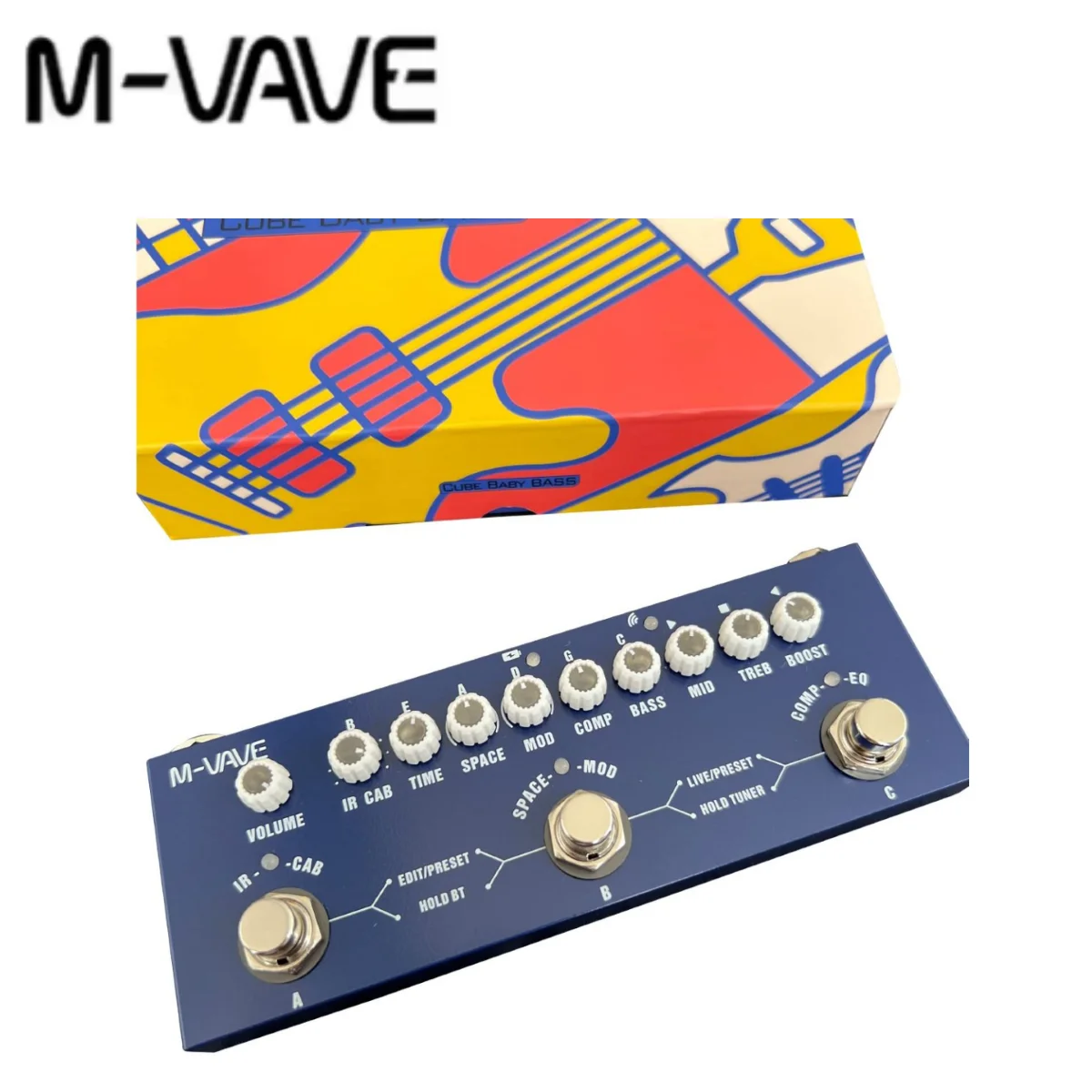 M-VAVE CUBE BABY Pedal de Efectos de Bajo Multifuncional Portátil, Reproductor de Música Inalámbrico, Grabación de Teléfono, Interfaz de Audio Tipo-C