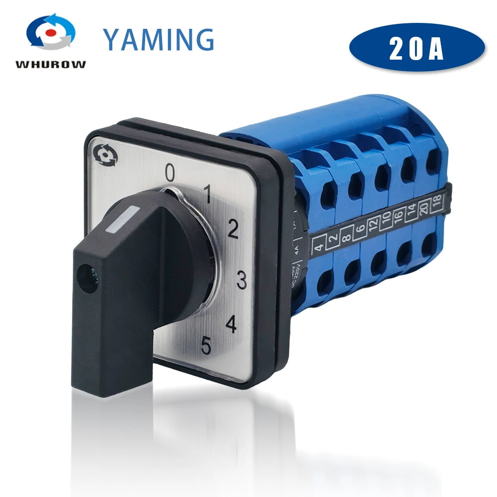 LW26-20/5 Rotary Changeover Switch 5 Poles 20A Universal Conversion Switch for Electrical Control Cabinet YMW26