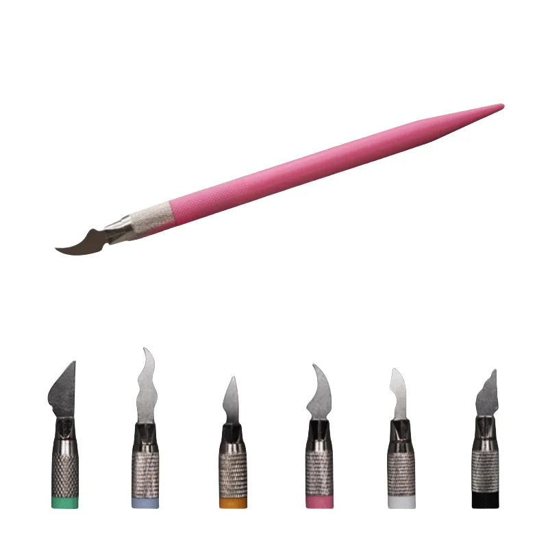 6Pcs/Box Dental Porcelain Cutback Knife Dental Lab Denture Multi-function Carving Knife Fixed Removable Implant Denture
