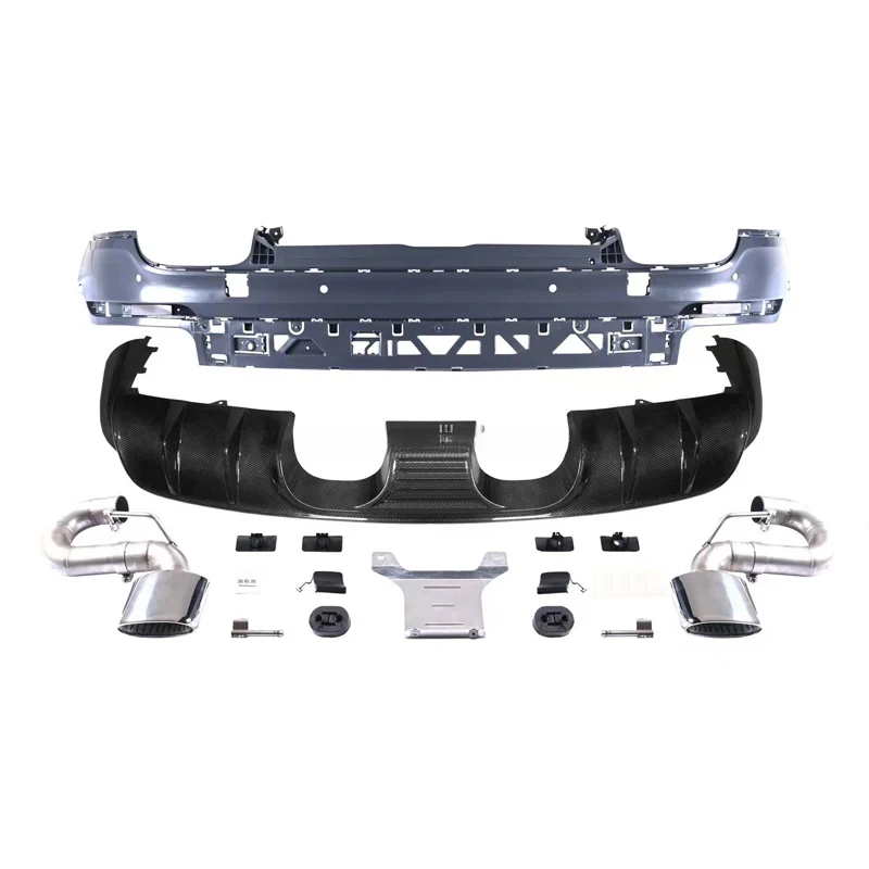 Upgrade to Car GT Body Kit Dry Carbon Fiber Rear Bumper Lip Diffuser Tailpipe s Cayen 9Y0 2018- up