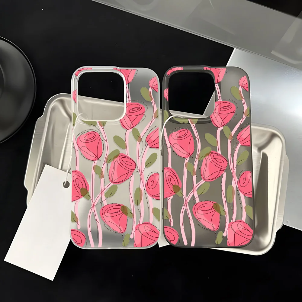 Coque de téléphone fleur en TPU souple pour iPhone, coque transparente pour iPhone 16 Pro Max, 11, 13, 15, 14 Plus, 12 Mini, 16 Pro Max, 15Pro Max, 256