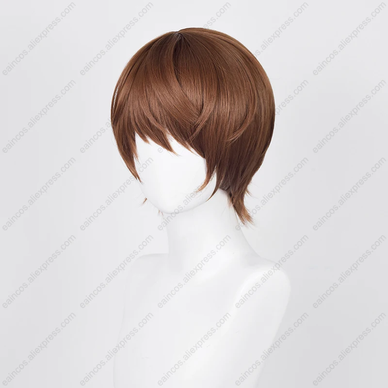 Anime Yagami Light Cosplay Perücke 30 cm dunkelbraune kurze Haare hitzebeständige synthetische Perücken