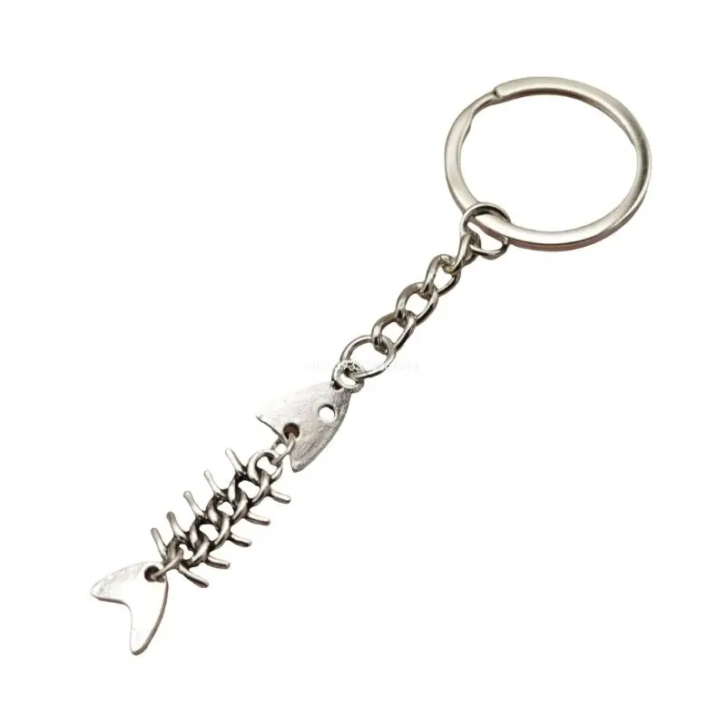 Fashionable Fishbone Keyring Bag Charm Decoration for Car and Office Supplies Daily Use Sturdy Metal Materials Designs Dropship