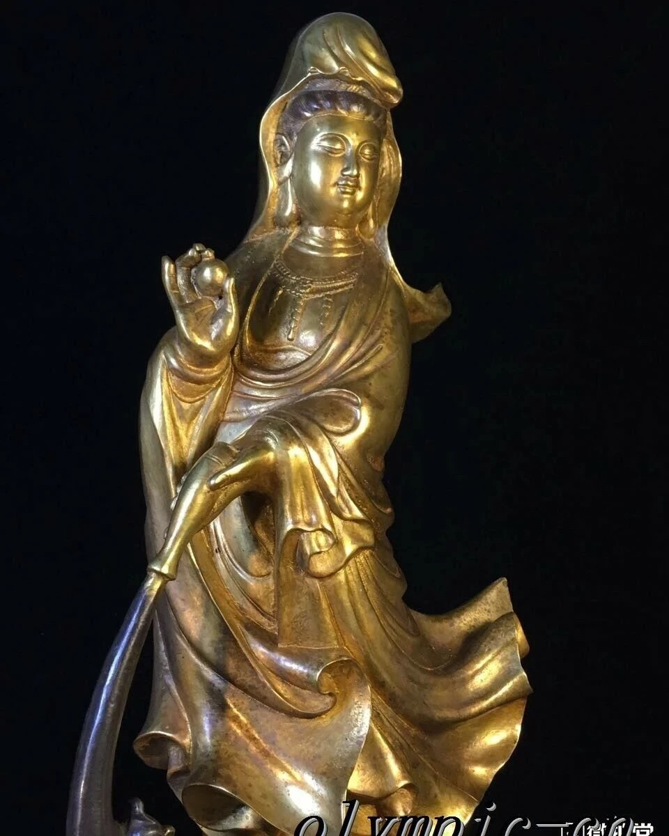 

classical tibetan bronze gild buddhiam lotus Guanyin kwan-yin Bodhisattva