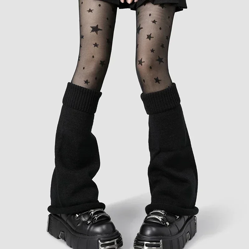 Jesienno-zimowe damskie podkolanówki, grube, ocieplane, modne, w stylu JK, w stylu spicy girl, z wywiniętym brzegiem, dziergane, z efektem koziego futra, damskie długie skarpety.